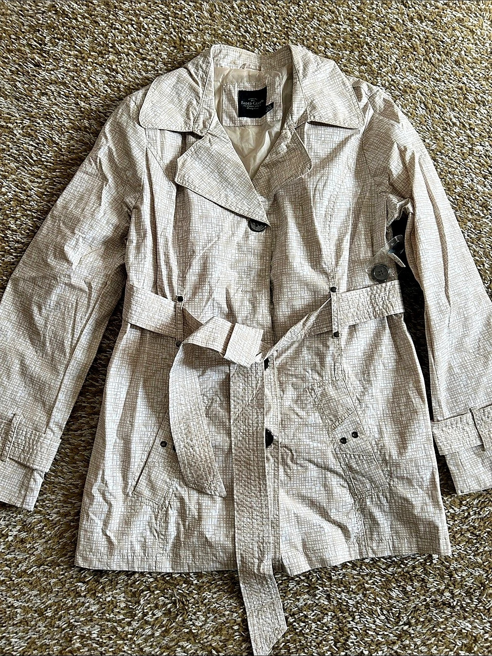 Faded Glory Women's Geometric Trench Coat Size Large